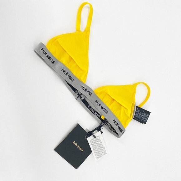 Palm Angels Other - Palm Angels Womens Yellow Adjustable Strap Logo Tape Triangle Bikini Top Size L